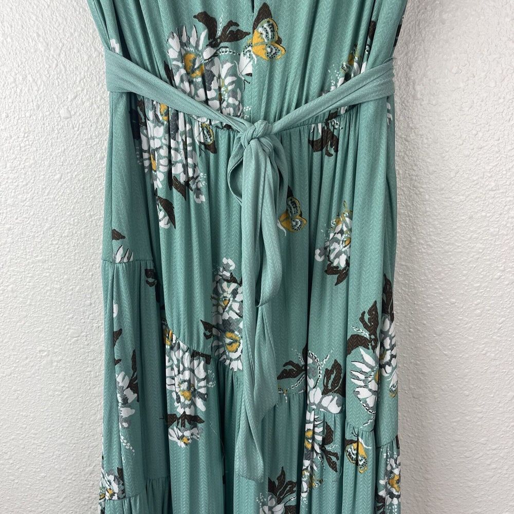 Free People All I Got Maxi Dress Torquiose Floral Womens Size 0 Floral Tie Waist - Picture 5 of 14